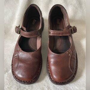 Brown Leather/Synthetic Mary Jane Shoes